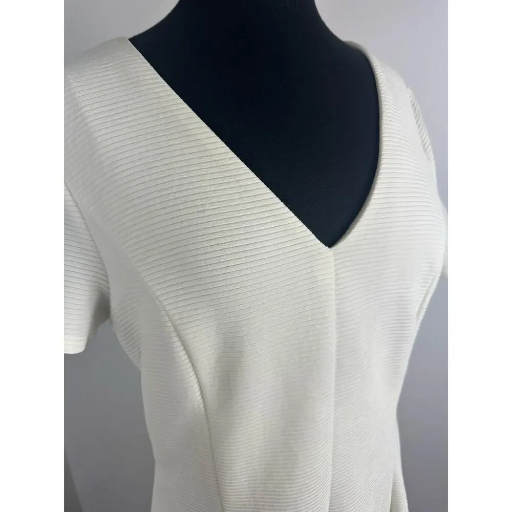 Hutch Anthropologie White Ribbed Fit & Flare Dress XL Clean Girl Minimalist - Picture 2 of 9
